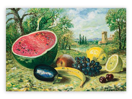 GIOVAN FRANCESCO GONZAGA (1921-2007) - Frutti in un paesaggio lombardo