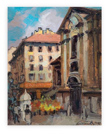 RAIMONDO GIOVANETTI (GIOVANETTI DA CORREGGIO) (1898-1978) - Milano quanto eri bella nei 3 alberghi verso San Satiro 1932