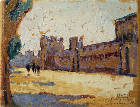 BUCCI ANSELMO (1887 - 1955) - Remparts d'Avignon. Le mura di Avignone.