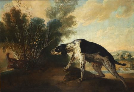 Cane che punta pernici, French animal painter of the seventeen° secolo