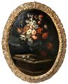 Mario de' Fiori Mario Nuzzi (attribuito_a) (Roma 1603-Roma 1673)  - Trionfo di fiori in vaso di bronzo su piano di pietra, XVII secolo