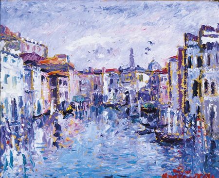 COSTANTINI DINO Burano 1940 Venezia olio su tavola 45x55 firma in basso a destra