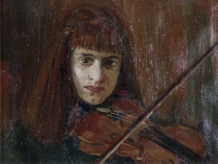 SOGARO OSCAR Dolo 1888 - Venezia 1967 La violinista 1919/20 olio su tela...