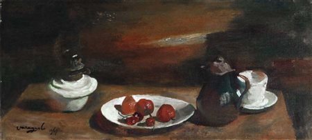 VARAGNOLO MARIO Venezia 1901 - 1971 Natura morta con fragole 1967 olio su...