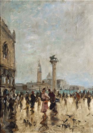 BENVENUTI GIUSTO Venezia 1901 - Argentina 1970 Piazza San Marco 1942 olio su...