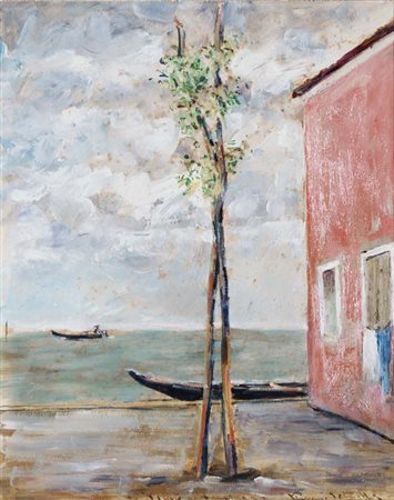 POTENZA PRIMO Venezia 1909 - 1983 Burano (anni '40) olio su cartone 31x26...