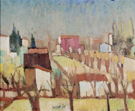 COLETTI NANDO Treviso 1907 - 1979 Fabbriche lungo il Brenta 1952 olio su...