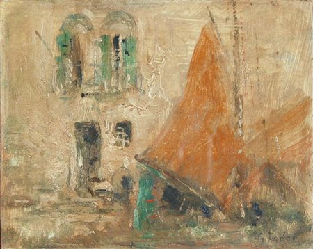 FAVAI GENNARO Venezia 1879 - 1958 Venezia 1933 olio su tavola 20x24 firma in...