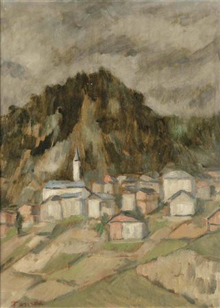 TOMEA FIORENZO Zoppè di Cadore 1910 - Milano 1960 Zoppè 1953 olio su cartone...