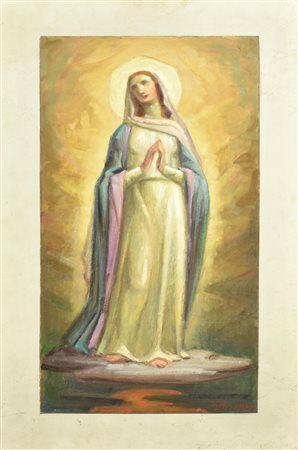 Giovanni Misani MADONNA IN PREGHIERA olio su tavola, cm 60x38 firma e data...