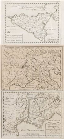 Lotto composto tra tre mappe del XVIII secolo. a. Mappa della Sicilia. Cm...