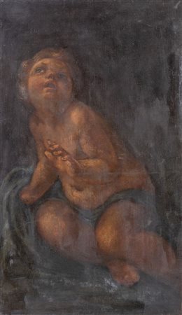 Maestro del XVII secolo. "Putto". Olio su tela. Cm 83x49.