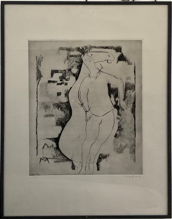 Marino Marini "La sorpresa" 1973
acquaforte
(lastra cm 64x48,5; foglio cm 99,5x6