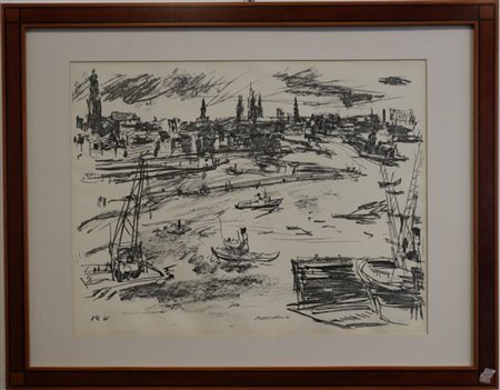 Oskar Kokoschka "Hamburger Hafen" 1961
litografia
cm 48x62
firmata e datata in b