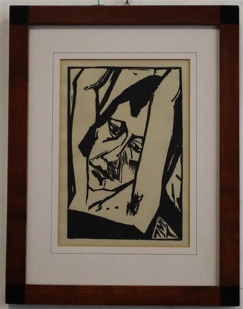 Erich Heckel "Junges Madchen" 
xilografia
cm 28x20. In cornice (lievi difetti)