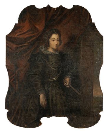 Scuola genovese sec.XVIII "Ritratto di dama con 