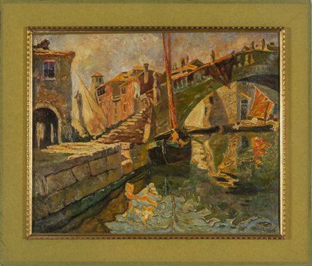 LEONARDO BAZZARO (1853-1937) <br>Chioggia<br>olio 