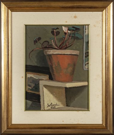 Achille Solari (-) <br>Vaso di fiori<br>olio su 