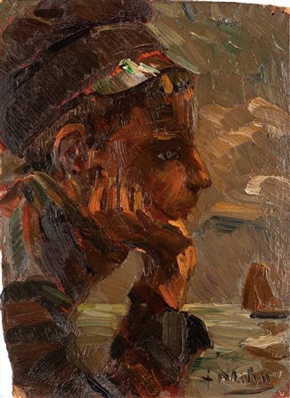 Alessandro Milesi (Venezia 1856-1945)  - Piccolo marinaio