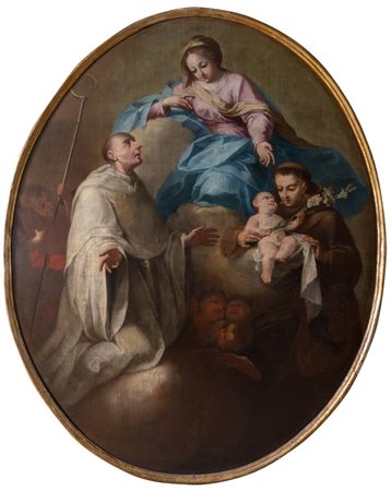 Ambito del Cignaroli, XVIII secolo. "Madonna con San Bernardo da Chiaravalle...