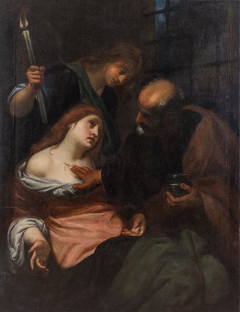 Ambito di Simone Pignoni, XVII secolo. "Sant'Agata". Olio su tela. Cm 134x103.