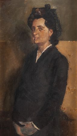 ARNALDO GENTILI (Bologna 1890 - 1988) "Ritratto". Olio e tecnica mista su...