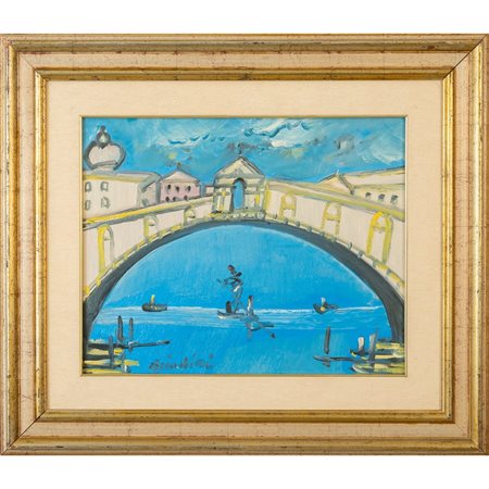 REMO BRINDISI, Ponte di Rialto, Olio su tela