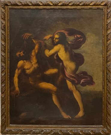 Ignoto, antico dipinto ad olio su tela raffigurante lo scorticamento di Marsia,