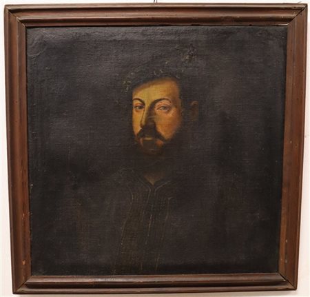 Ignoto, antico dipinto ad olio su tela raffigurante Ritratto virile (cm 62x64)