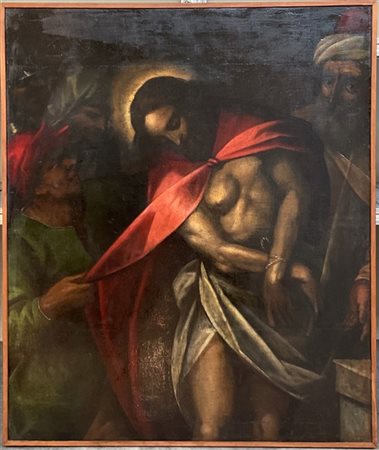 Ignoto caravaggesco, Cristo deriso, olio su tela (cm 113x94,5) difetti