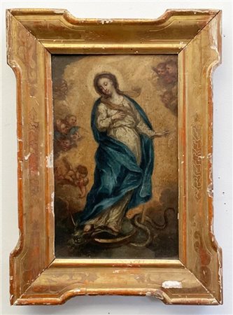 Ignoto, antico dipinto ad olio su tela raffigurante l'Immacolata Concezione, (c