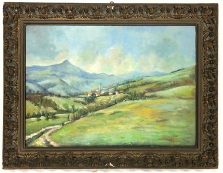 Antonio Pasinetti "Paesaggio" olio su cartone applicato a masonite (cm 65x90) Fi