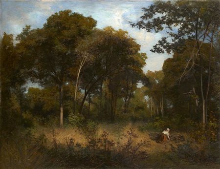 Nicola Palizzi "Nel bosco" 
olio su tela (cm 100x129)
Firmato in basso a sinistr