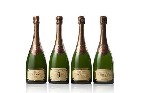 Lotto composto da quattro bottiglie di champagne Krug
(difetti alle bottiglie,