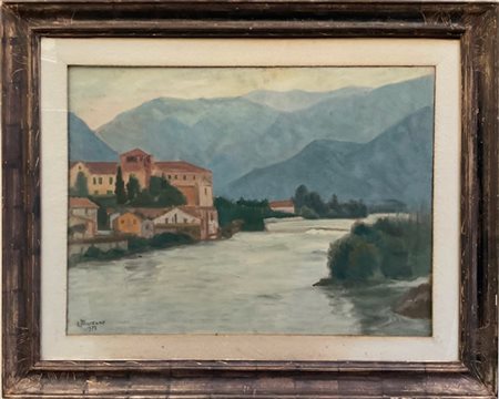 Ennio Marzano "Dal ponte di Bassano" 1975, olio su tela (cm 59x80) firmato e dat