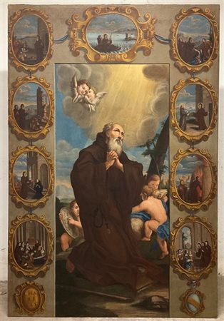 Scuola del XVIII secolo, Storie di San Francesco di Paola, olio su tela (cm 220