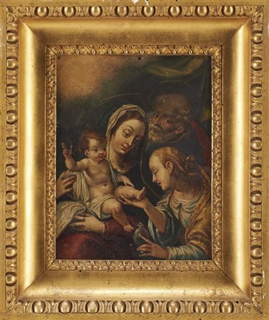 Scuola della fine del XVII secolo, Sacra Famiglia con Maria Maddalena, olio su