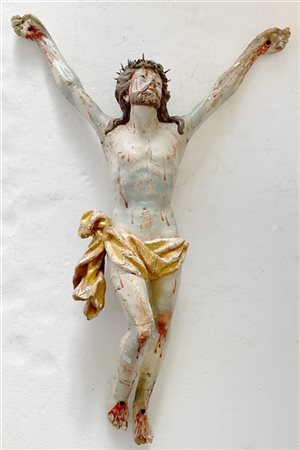 Arte del secolo XVIII, Cristo crocifisso, scultura in legno intagliato, dorato