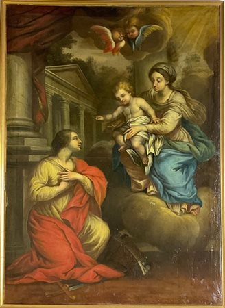 Scuola del XVIII secolo, Matrimonio mistico di Santa Caterina, olio su tela (cm