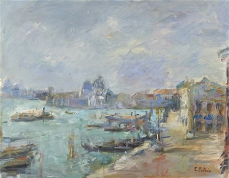 Ezio Pastorio "Venezia, Bacino di San Marco" olio su tela (cm 70x90) Firmato in