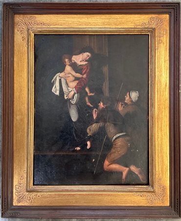 Ignoto, copia della Madonna di Loreto di Caravaggio, olio su rame, cm 32,5x25,