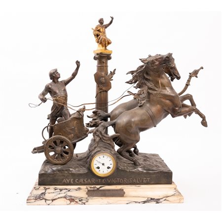 EMILE PICAULT, Orologio/Scultura in metallo