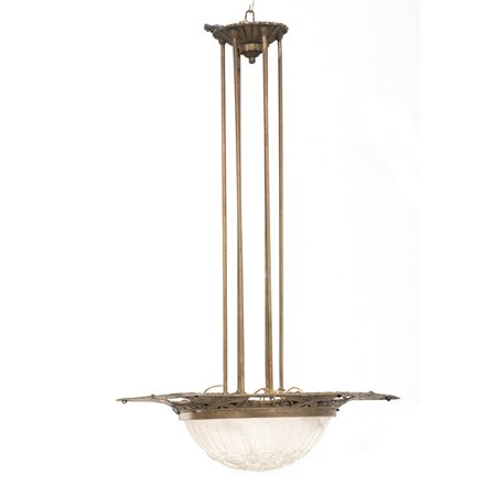 LAMPADARIO Liberty a due luci in bronzo