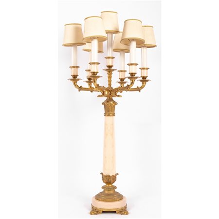 CANDELABRO stile Impero a sette fiamme in bronzo