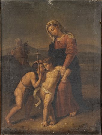 Dipinto raffigurante Madonna e San Giovannino - XVIII secolo