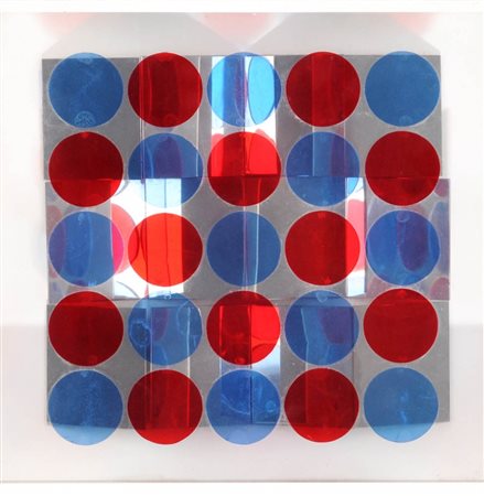 HUGO DEMARCO 1932 - 1995 " Reflexion Bleu - Rouge ", 1963/71 Assemblaggio,...
