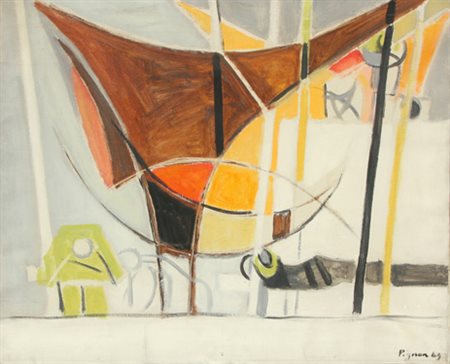 PIGNON Edouard (Bully, 1905 - Parigi, 1993) Ostende, 1949 olio su tela, cm....
