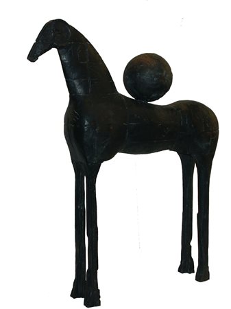 PALADINO Mimmo (Paduli 1948) Cavallo con sfera, 2008 bronzo, cm. 105 x 84.5 x...