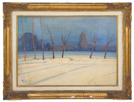 GIOVANNI LENTINI. Painting "WINTER LANDSCAPE WITH TREES"