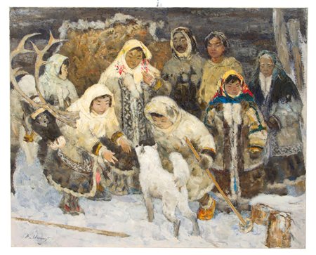 VLADIMIR ALEXANDROVICH IGOSHEV. Painting "REINDEER HERDERS FAMILY"